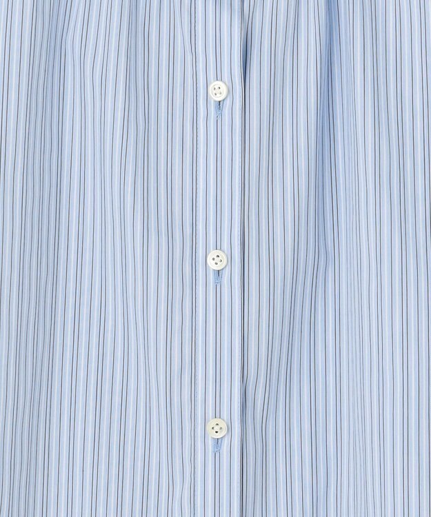 J.PRESS LADIES BEZ ドビーストライプ バンドカラー ブラウス サックス系