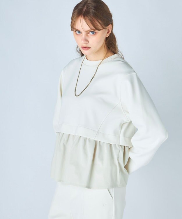 OP／FILA 【ocean pacific】らくティブ/異素材ミックスダンボールプルオーバー ベージュ