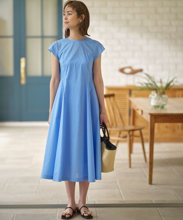 組曲 コットンローン フレアワンピース ブルー系