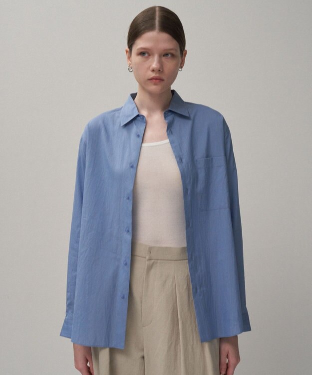 ATON COTTON SILK | スタンダードシャツ SAX