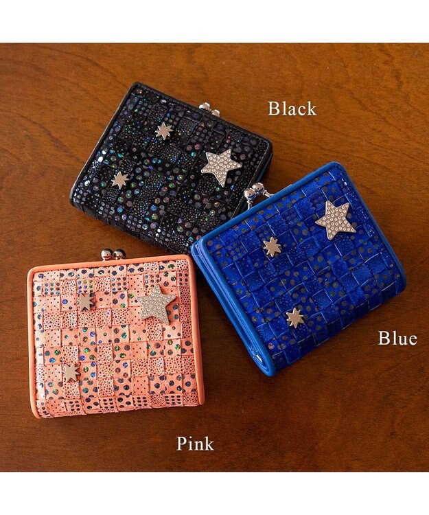 tsumori chisato CARRY キラメッシュ 2つ折り財布 がま口 ミニ財布 ブルー