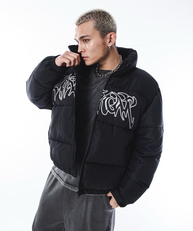 WEGO 【ユニセックス着用ITEM/MLサイズ展開】パファーグラフィックブルゾン ブラック