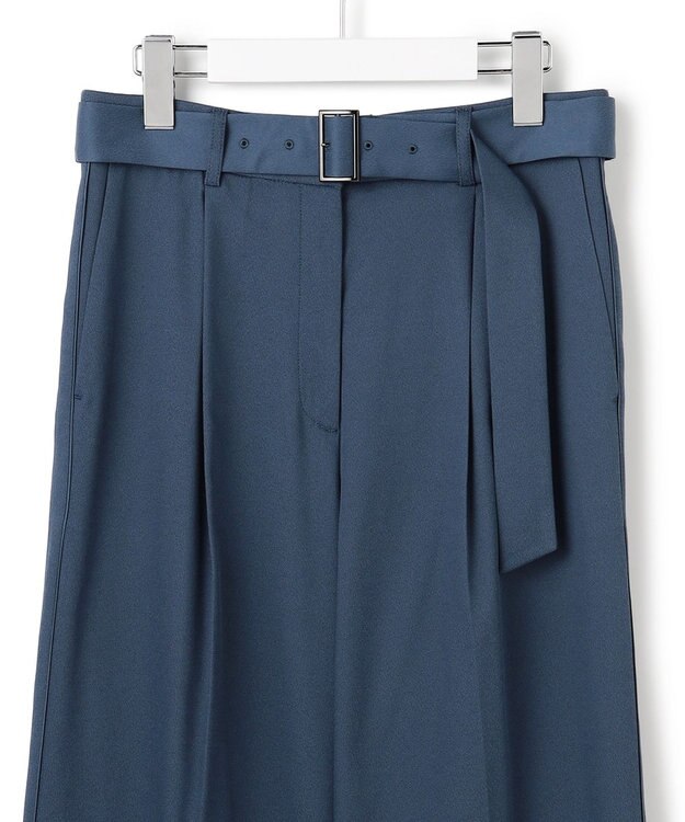 ICB L 【裏起毛】 ウォームサテン ワイドストレートパンツ ブルーグレー系