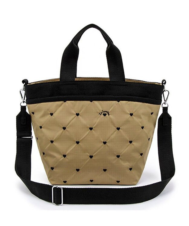 LeSportsac BUCKET TOTE/モカブラックハートエンブロイダリー モカブラックハートエンブロイダリー