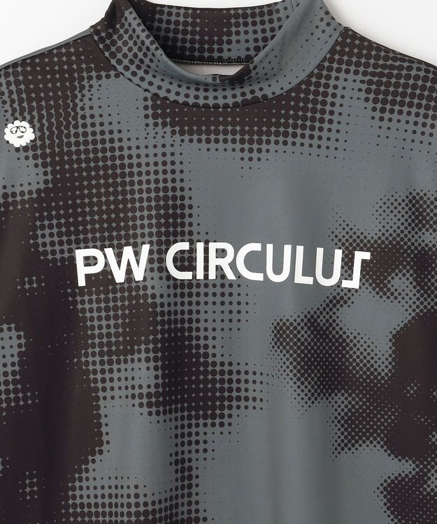 PW CIRCULUS 【裏起毛であたたか】【MEN】Dot camouflage ロングスリーブモックネックT ゴルフ ブラック系5