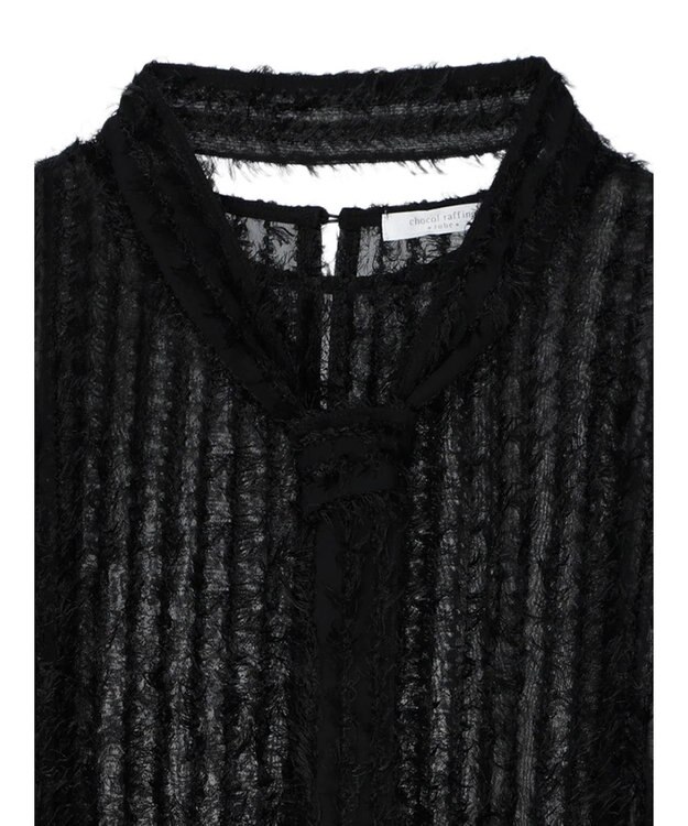 Green Parks ボウタイ付きフェザーノースリーブプルオーバー Black