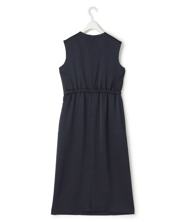 ICB 【洗える】 ストレッチハンマーサテン ノースリーブワンピース ネイビー系