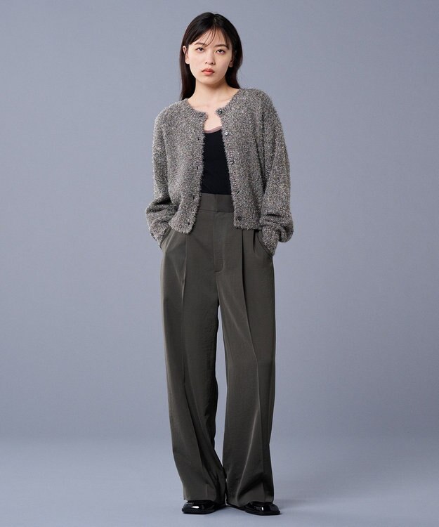 uncrave ラメ シャギー ニット カーディガン（uncrave STANDARD） シルバー×チャコール