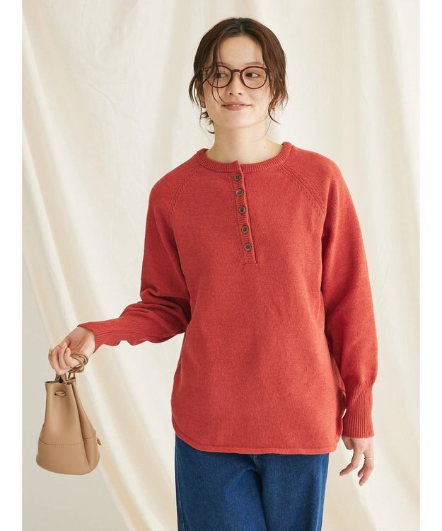 CRAFT STANDARD BOUTIQUE ７Ｇモールニット　ヘンリーＰＯ　Ｌ／Ｓ Dark Orange