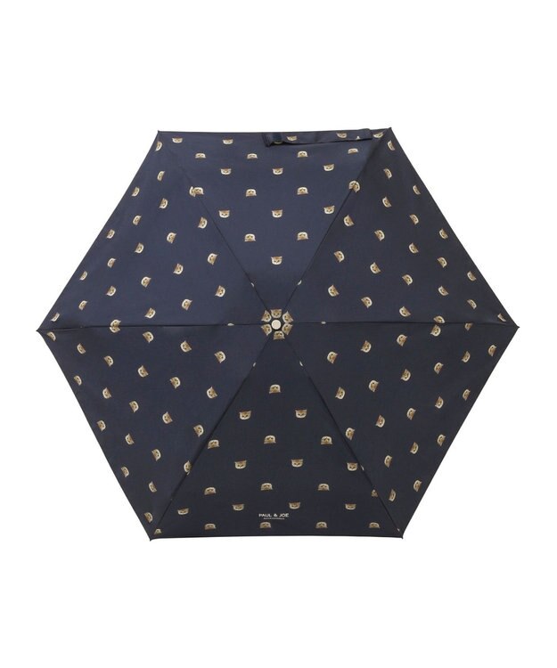MOONBAT 【UVカット/コンパクト】ポール & ジョー (PAUL & JOE ACCESSOIRES) 折りたたみ雨傘 ドットヌネット ネイビーブルー