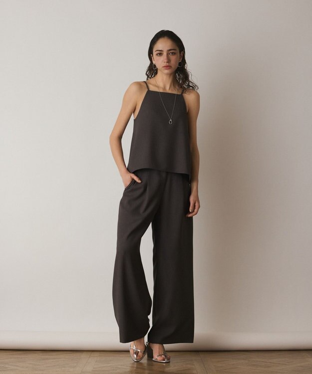 GRACE CONTINENTAL キャミ付レイヤードパンツ チャコール