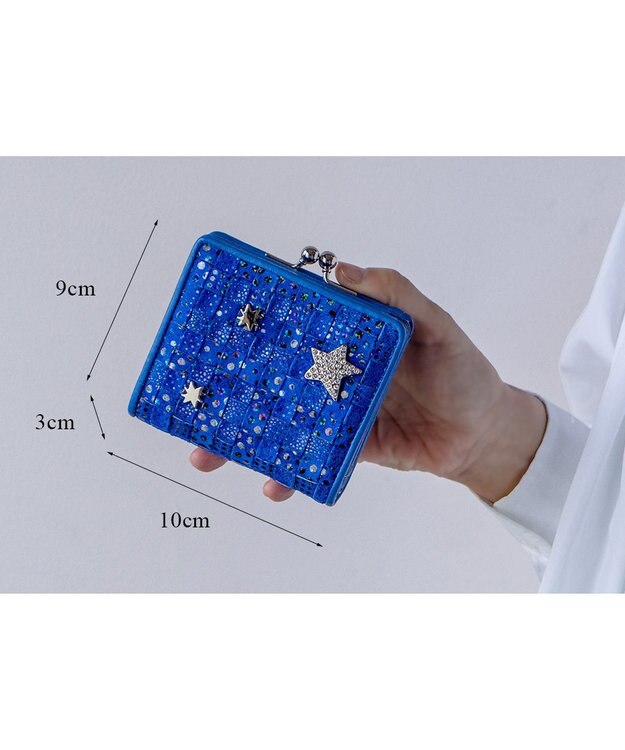 tsumori chisato CARRY キラメッシュ 2つ折り財布 がま口 ミニ財布 ブルー