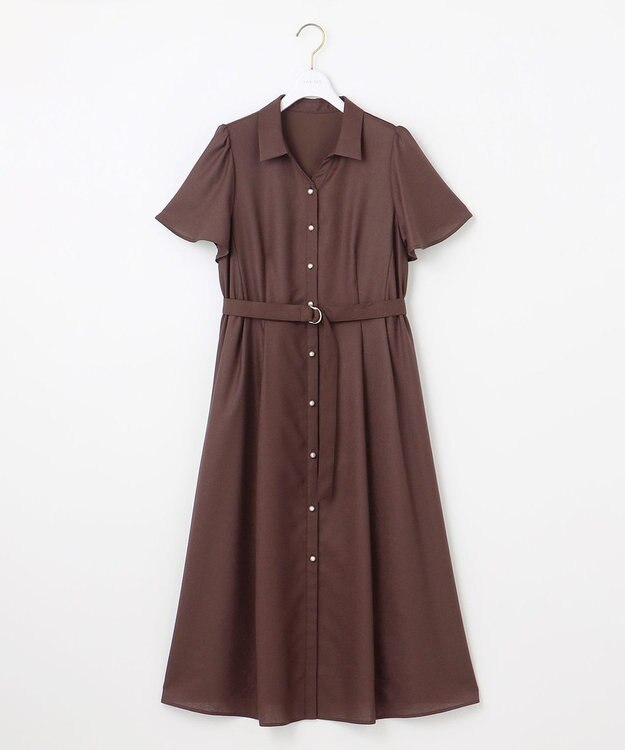 ANY SIS L 【接触冷感・UVカット・速乾】スムージーポリエステル シャツワンピース 【WEB限定】ブラウン