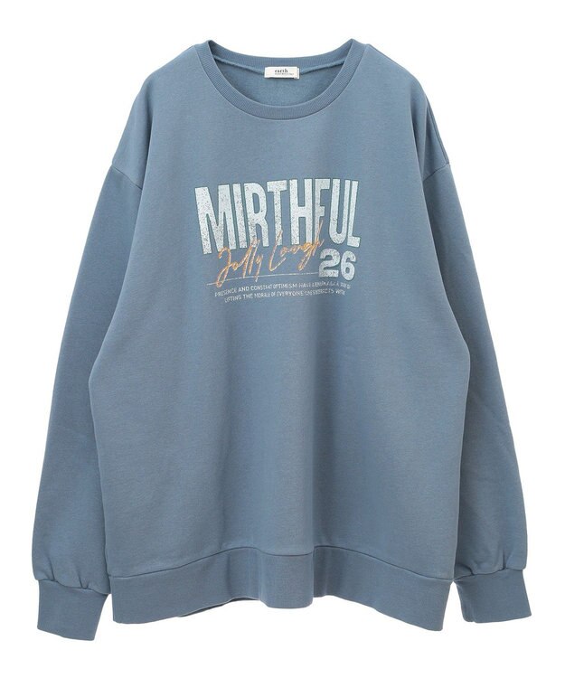 earth music&ecology ウ゛ィンテージ風裏毛ロゴプルオーバー Blue