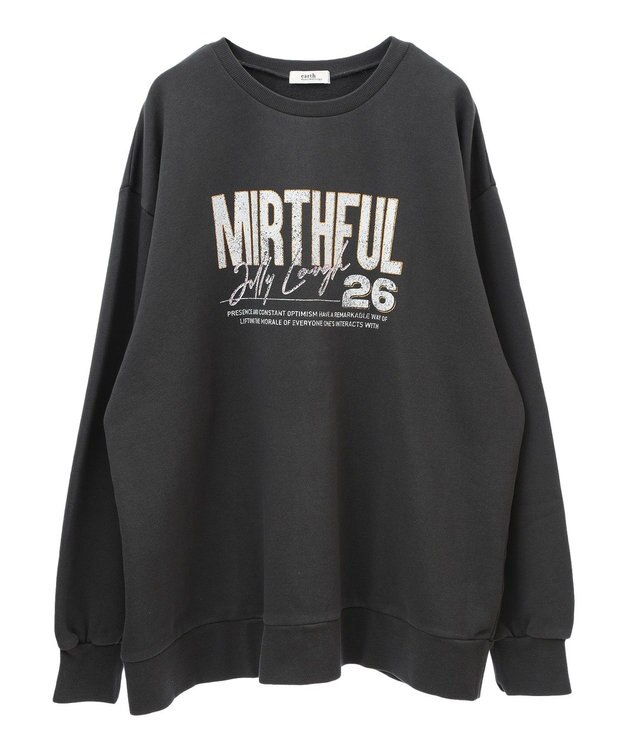 earth music&ecology ウ゛ィンテージ風裏毛ロゴプルオーバー Charcoal Gray