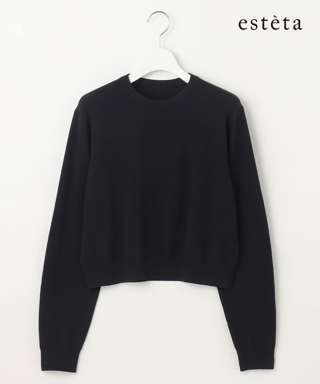 23区 S 【エステータ】クルーネック プルオーバーニット ブラック系