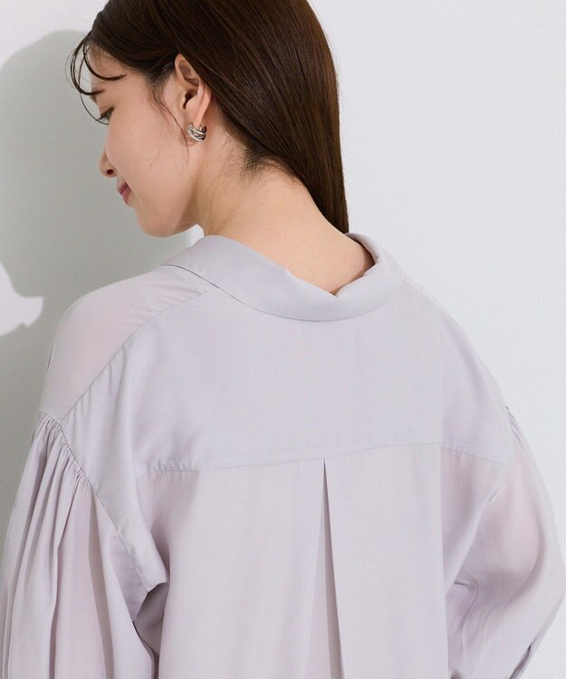 Green Parks 接触冷感シルキータッチローンオープンカラーシャツ Gray Beige