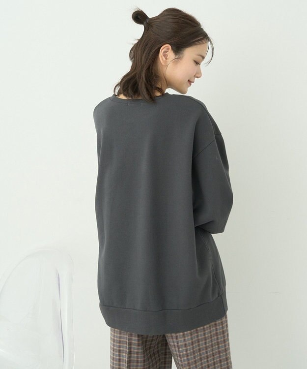 earth music&ecology ウ゛ィンテージ風裏毛ロゴプルオーバー Charcoal Gray