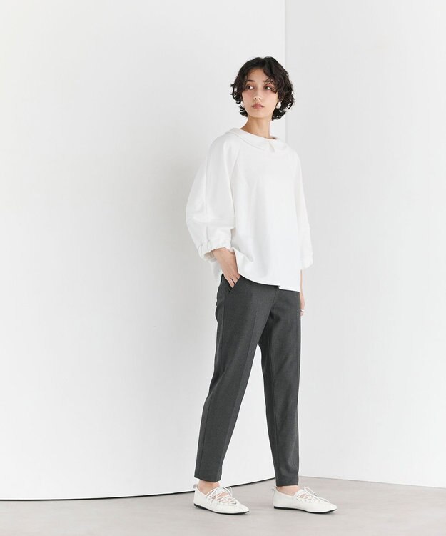 #Newans 【セレモニーにも/洗濯機可】ランタンスリーブブラウス ホワイト