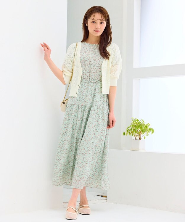 Feroux 【ご好評につき今季も登場！・洗える】透かし編み カーディガン ホワイト系