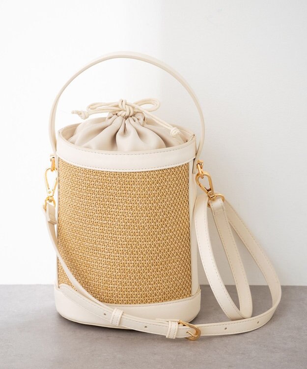 組曲 マテリアルコンビバケットバッグ アイボリー系