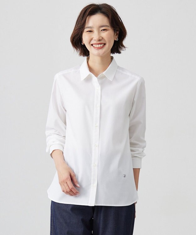 J.PRESS LADIES 【WEB限定・洗える】クラシックピンオックス シャツ ホワイト系