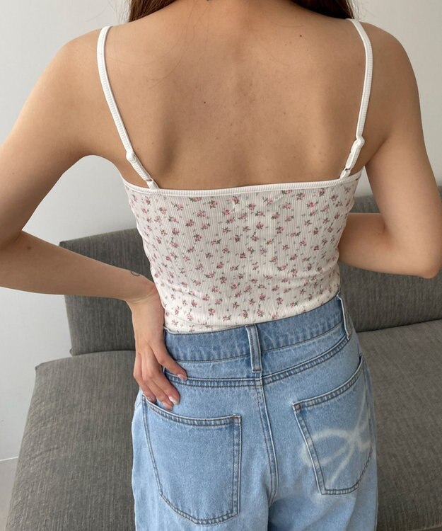 WEGO 【カップ付きインナー】花柄レースカップインキャミ ピンク