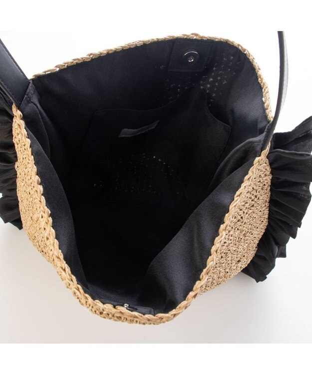 UNBILLION カシュカシュ cachecache / サイドフリルワンンハンドルトート カゴバッグ ブラック