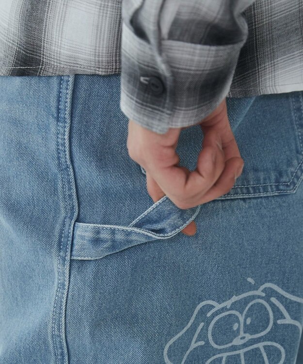 WEGO 【ウエスト紐で調整】イージーペインターグラフィックデニムパンツ 柄1