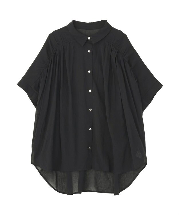 YECCA VECCA 【ドライタッチ】シアーバックギャザーシャツ Black