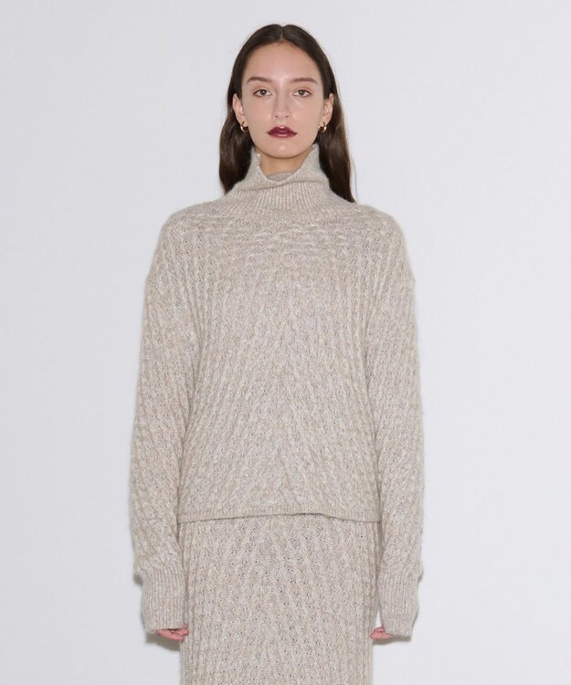 JOSEPH ファジーケーブル　ハイネックニット Khaki