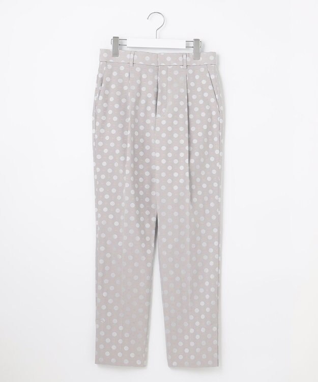 自由区 【洗える】ブライトドットジャガード テーパードパンツ ライトグレー系7