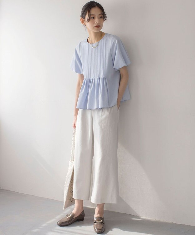 組曲 L リネンレーヨンワイド パンツ グレージュ系