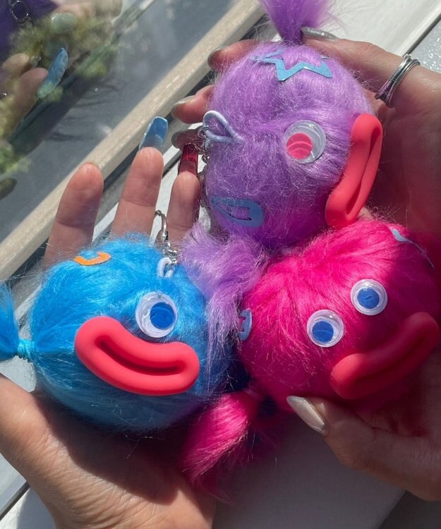 WEGO キャンディモンスターぬいぐるみキーホルダー ブルー