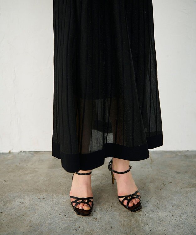 GRACE CONTINENTAL ラメシアープリーツニットワンピース ブラック