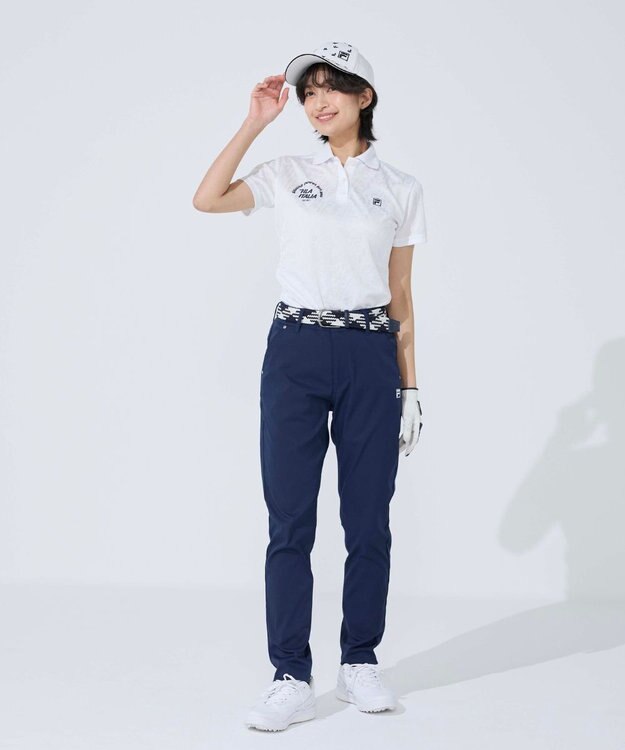 FILA GOLF／marie claire 【FILA GOLF】 ウェストロゴジャガードゴムツイルロングパンツ ネイビー