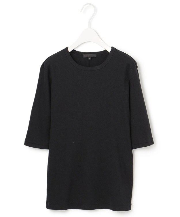 ICB 【洗える】Rib 5分袖 カットソー ブラック系