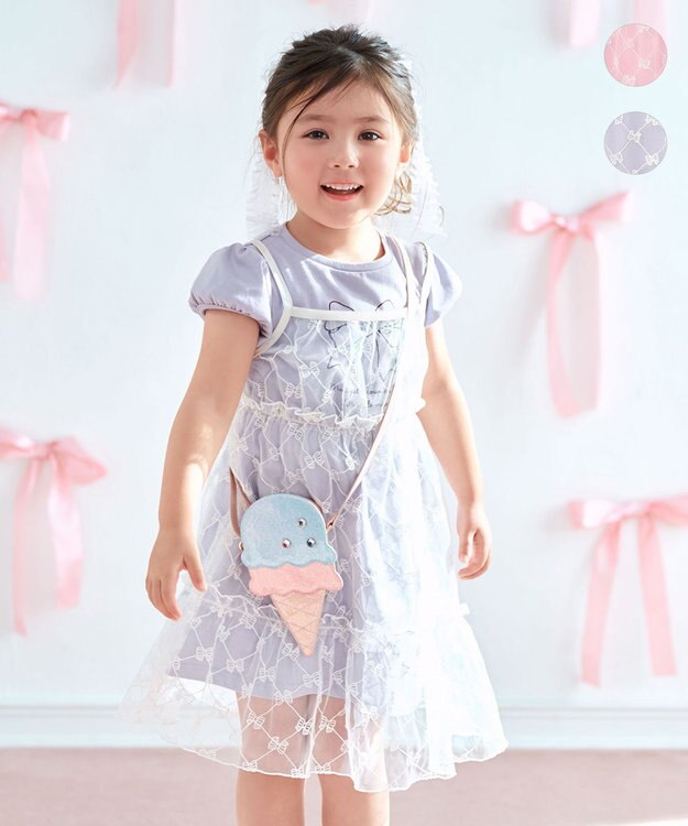 ANY KIDS チュールキャミソール付き ワンピース サックスブルー