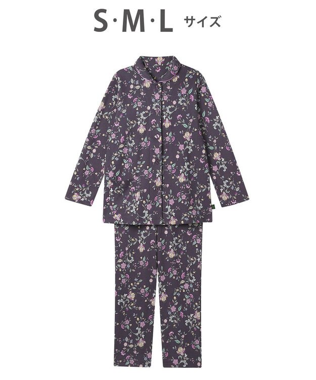 WACOAL パジャマ 長袖 長ズボン 綿混(本体) あったか ミントン 3Lまで対応 大きいサイズ レディース NDW428 /ワコール ブラウン