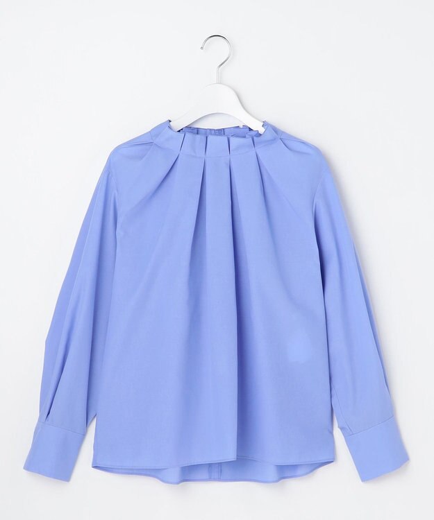 自由区 【カタログ掲載】ナチュラルタッチスタンドカラー ブラウス サックス