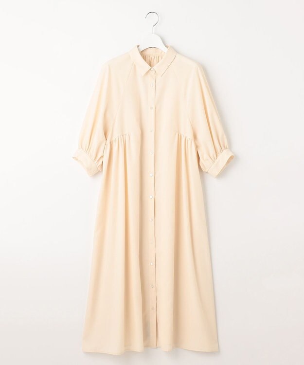 Feroux 【洗える】パフスリーブシャツ ワンピース ライトイエロー系