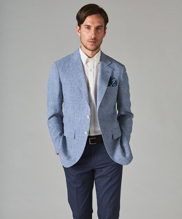 GOTAIRIKU 【完全オリジナル素材】タイワンタフタ ジャケット ダルブルー系