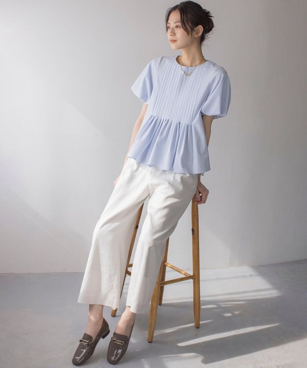 組曲 S リネンレーヨンワイド パンツ グレージュ系