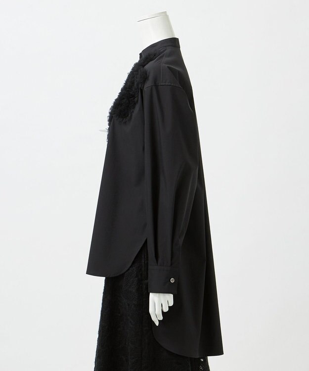 23区 S 【GOLD LABEL】ライトタフタ チュール刺繍 シャツ ブラック系