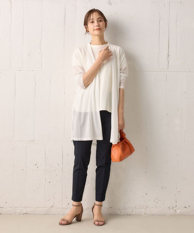 組曲 S 【WEB限定】シアーツイルジャージー ロングカーディガン アイボリー系