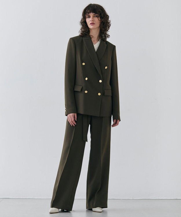 BEIGE， 【洗える・Precious 4月号掲載】JASMINE / ベルト付きワイドストレートパンツ Khaki