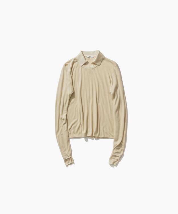 ATON SILK BLENDED CIRCULAR RIB | クルー＆ポロレイヤードプルオーバー YELLOW