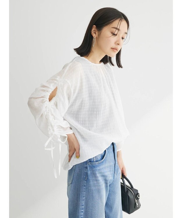 Green Parks ・ＥＬＥＮＣＡＲＥ　ＤＵＥ　バックリボンブラウス Off White