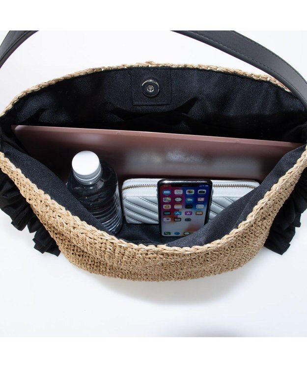 UNBILLION カシュカシュ cachecache / サイドフリルワンンハンドルトート カゴバッグ ブラック