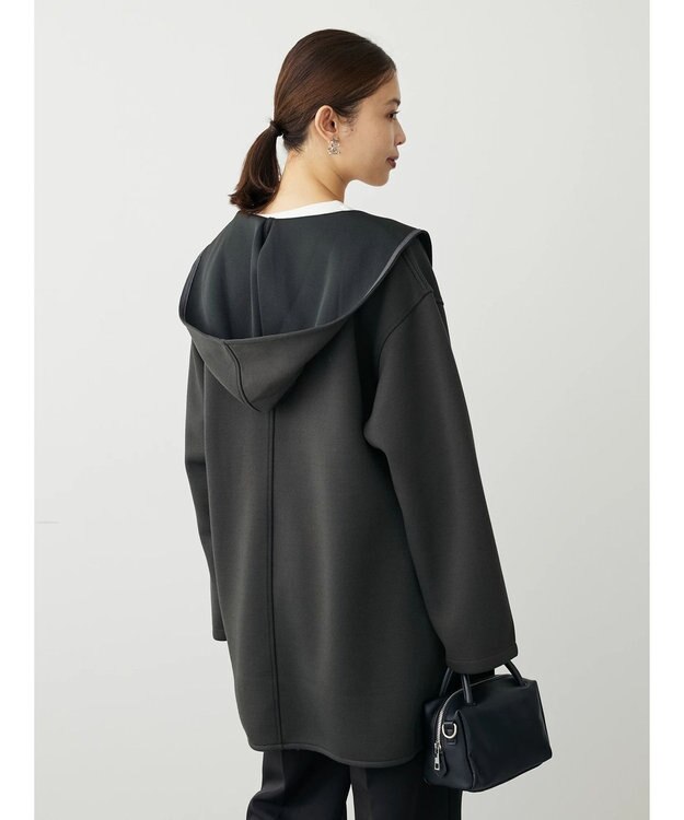 Green Parks ポンチフード付きカットカーディガン Dark Gray